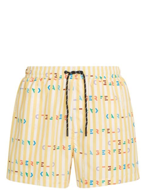 Karl Lagerfeld shorts de playa con logo estampado y motivo de rayas