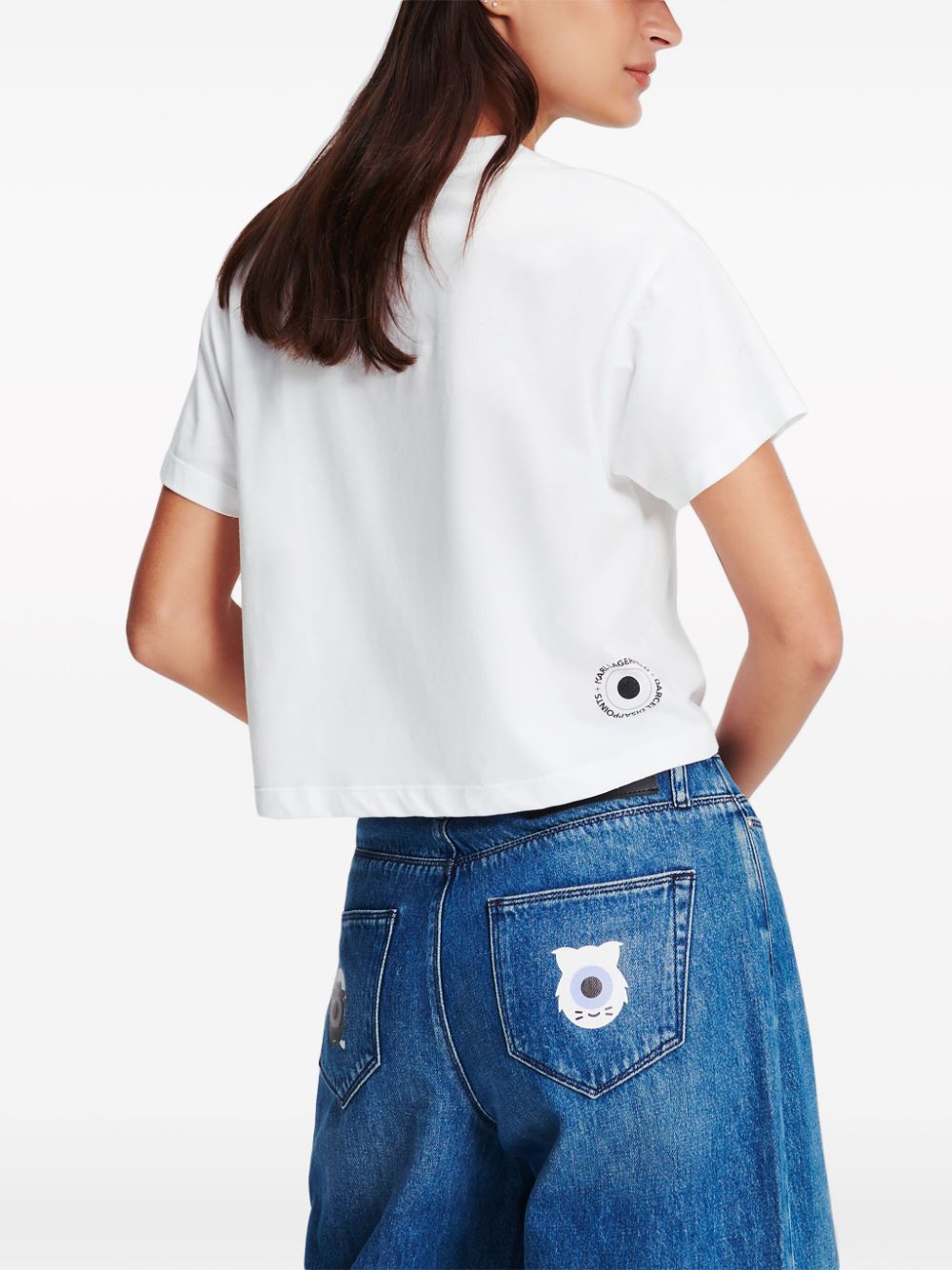 Shop Karl Lagerfeld X Darcel Disappoints Cropped T-shirt In White