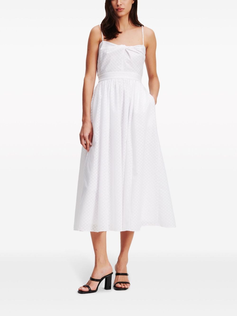 Shop Karl Lagerfeld Monogram-pattern Midi Dress In White