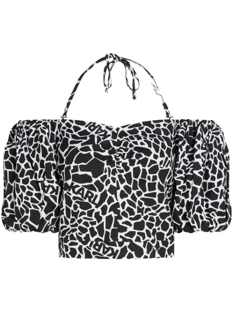 Karl Lagerfeld giraffe-print off-shoulder blouse