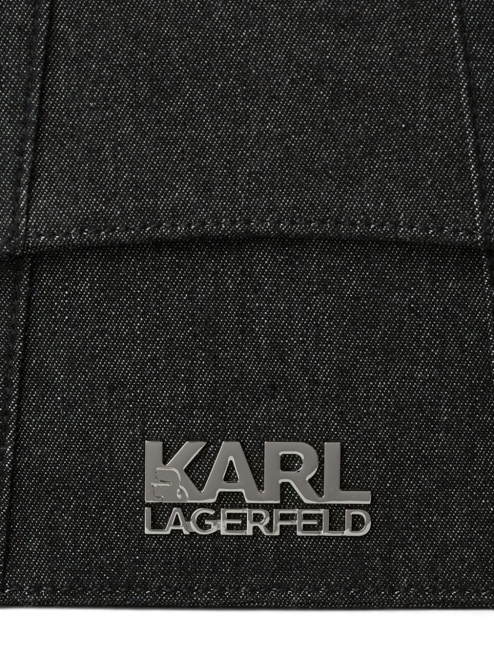 Shop Karl Lagerfeld Logo-plaque Denim Tote Bag In Black