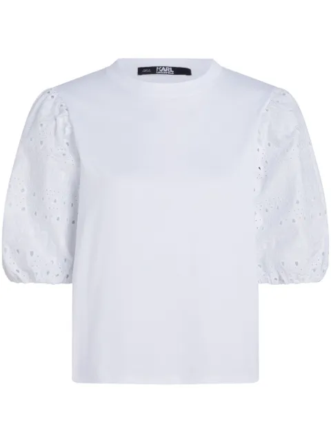 Karl Lagerfeld broderie-anglaise cotton T-shirt