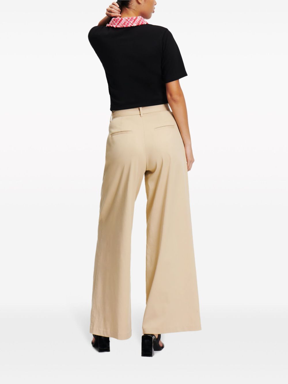 Shop Karl Lagerfeld High-rise Wide-leg Trousers In Neutrals