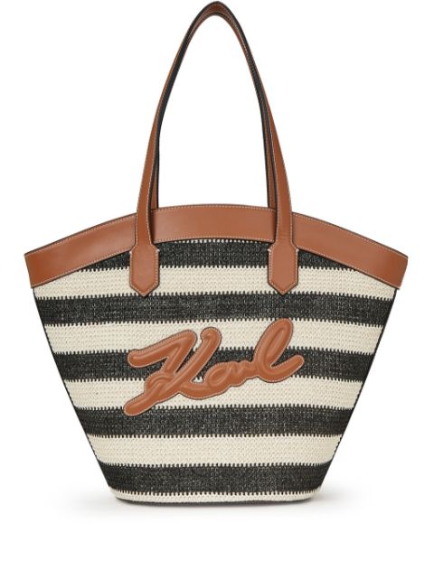 Karl Lagerfeld Signature Tulip raffia tote bag WOMEN