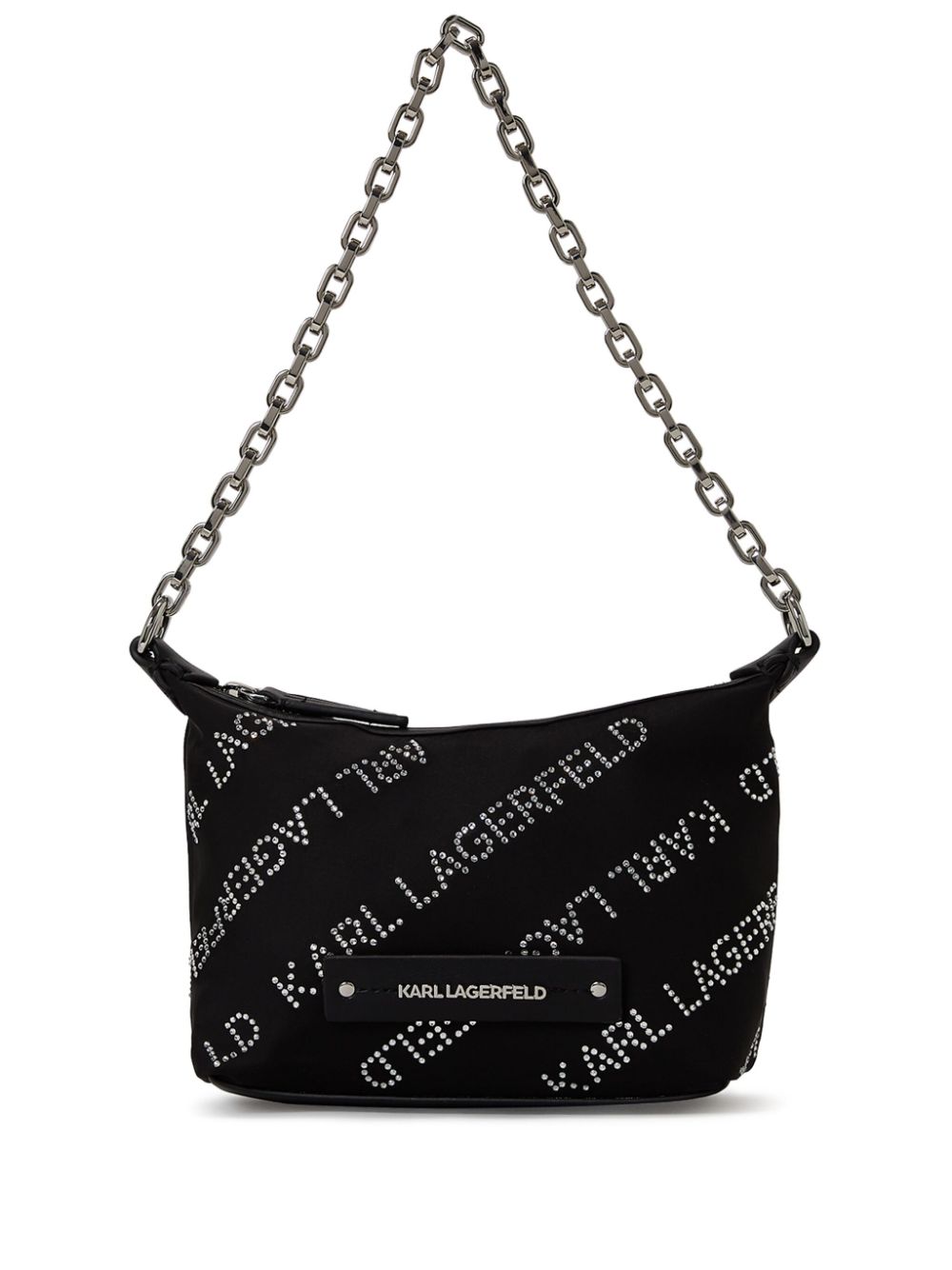 Karl Lagerfeld Mini Essential Crystal-embellished Shoulder Bag In Black