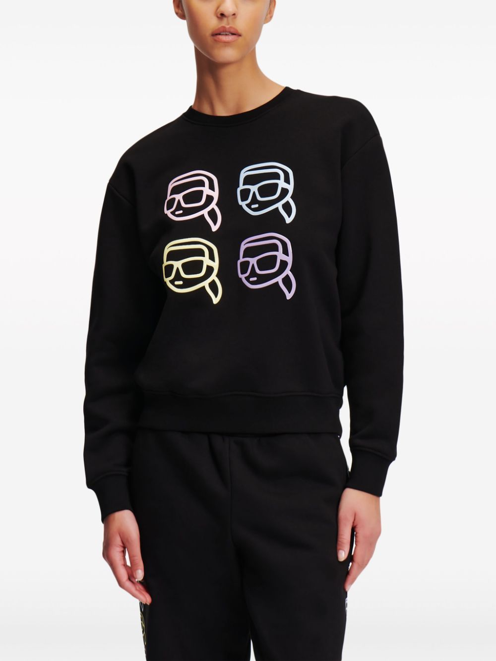Shop Karl Lagerfeld Ikonik Outline Organic-cotton Sweatshirt In Black