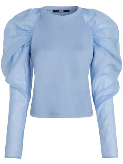 Karl Lagerfeld Hun Kim's Edit organza-sleeve top