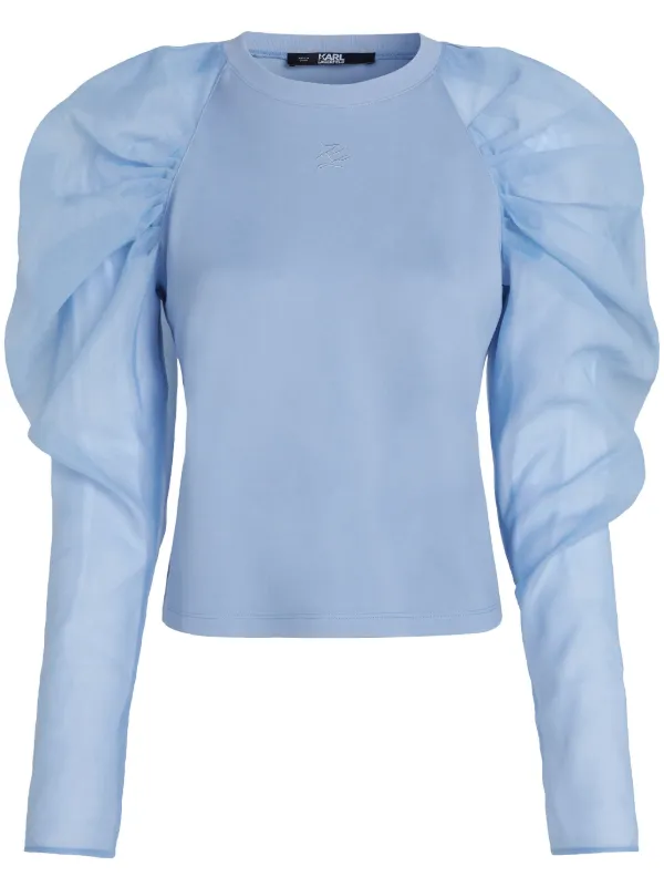 Karl Lagerfeld Top Met Organza Mouwen Blauw FARFETCH NL