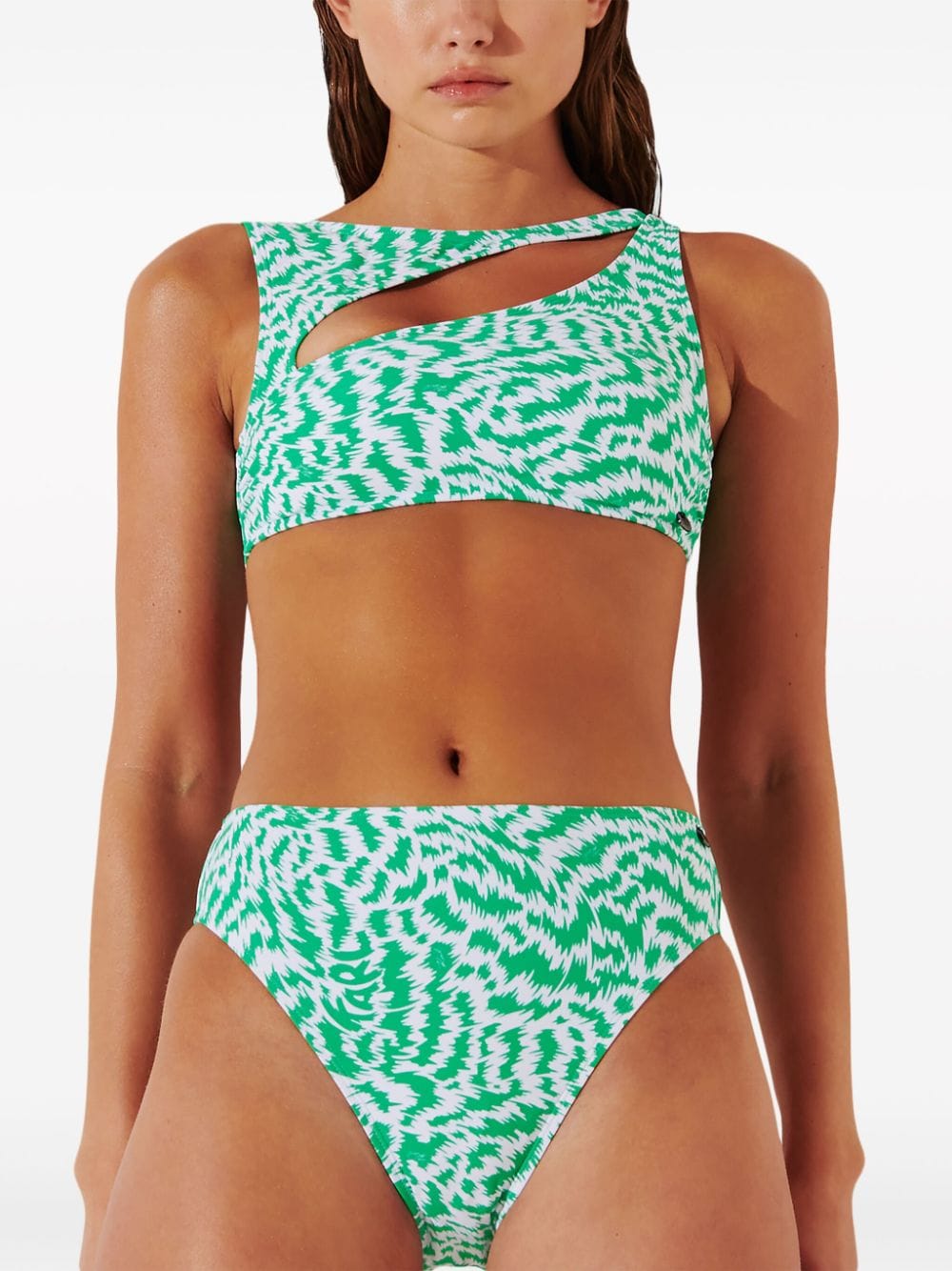 Karl Lagerfeld High waist bikinislip met bloemenprint Groen