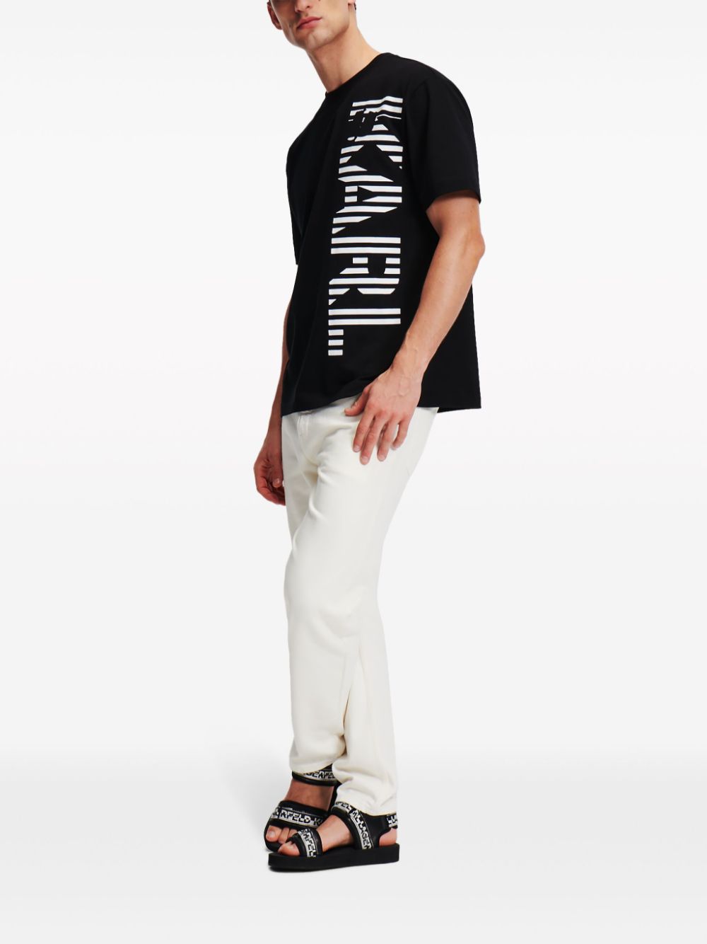 Karl Lagerfeld T-shirt van biologisch katoen met logo Zwart