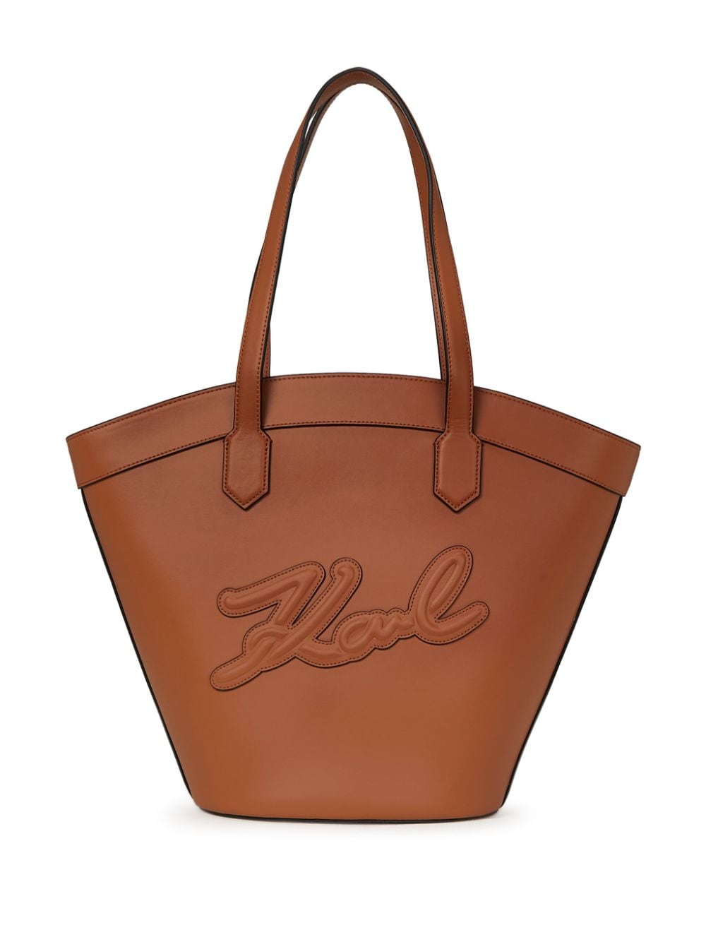 Karl Lagerfeld Signature Tulip medium leren shopper Bruin