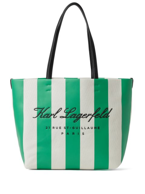 Karl Lagerfeld Hotel Karl striped canvas beach bag WOMEN