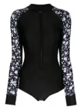 Duskii floral-print zip-up swimsuit - Black