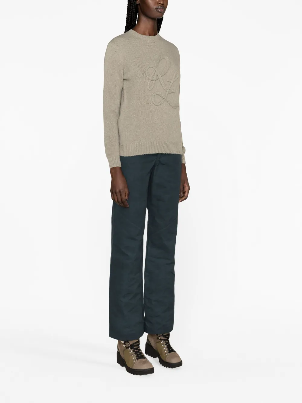 Polo Ralph Lauren Monogram-appliqué Cashmere-blend Jumper In Grey