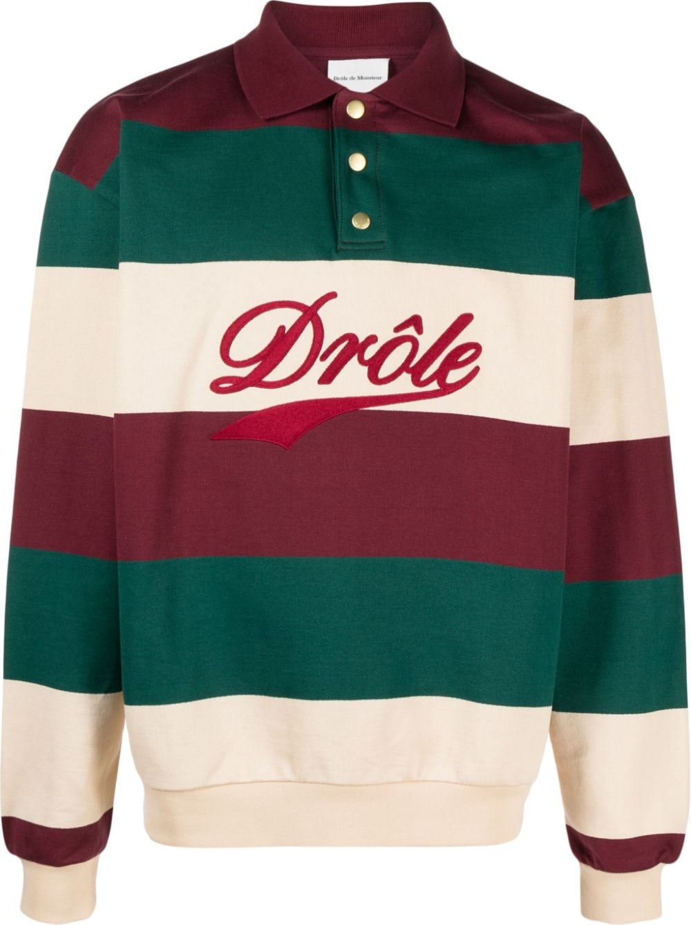 DRÔLE DE MONSIEUR LOGO-APPLIQUÉ STRIPED POLO SHIRT