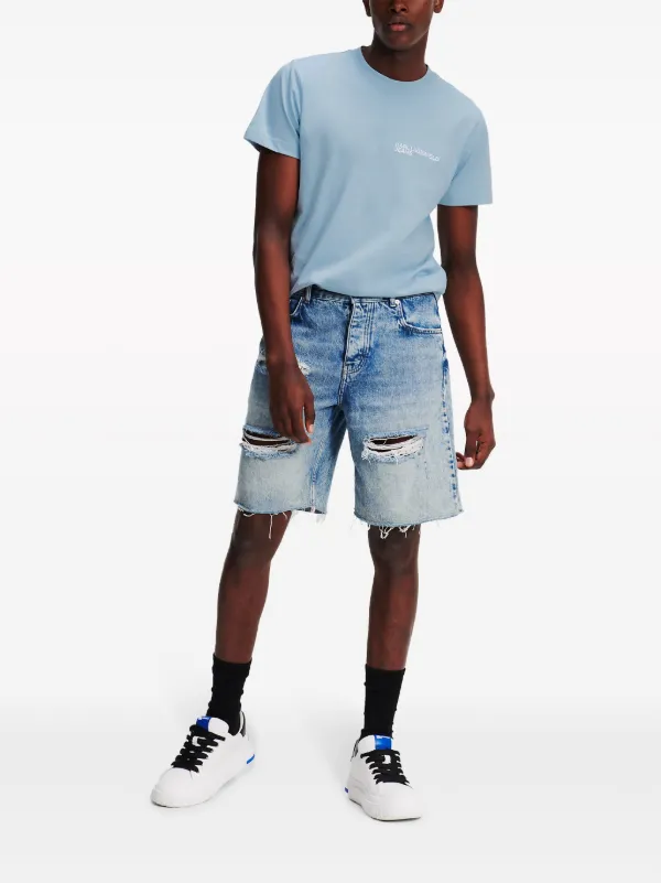 Karl Lagerfeld Jeans Distressed Denim Shorts | Blue | FARFETCH ZA