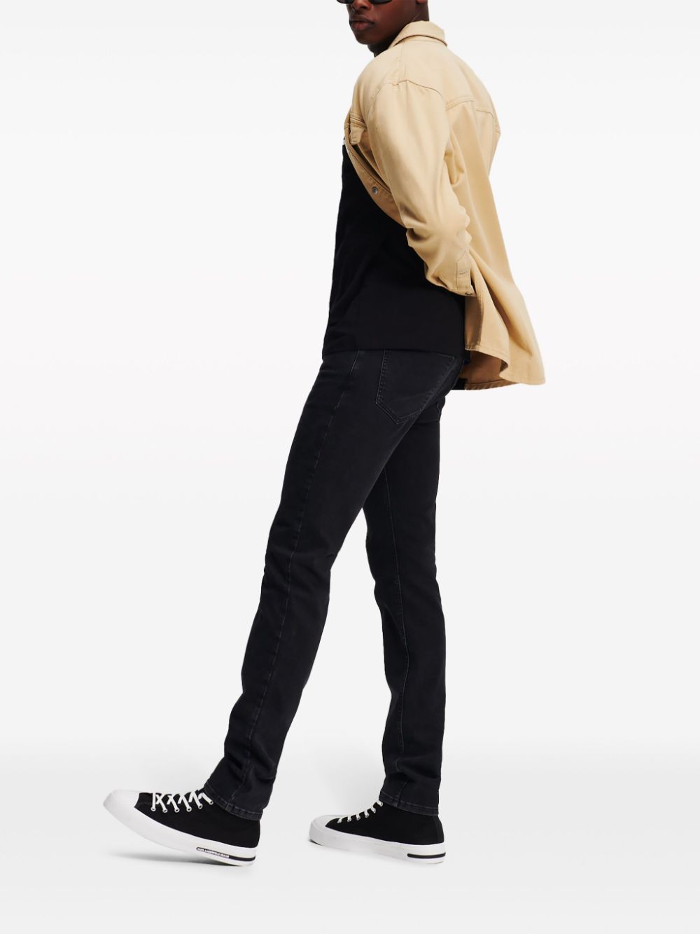 Shop Karl Lagerfeld Jeans Logo-appliqué Skinny Jeans In Black