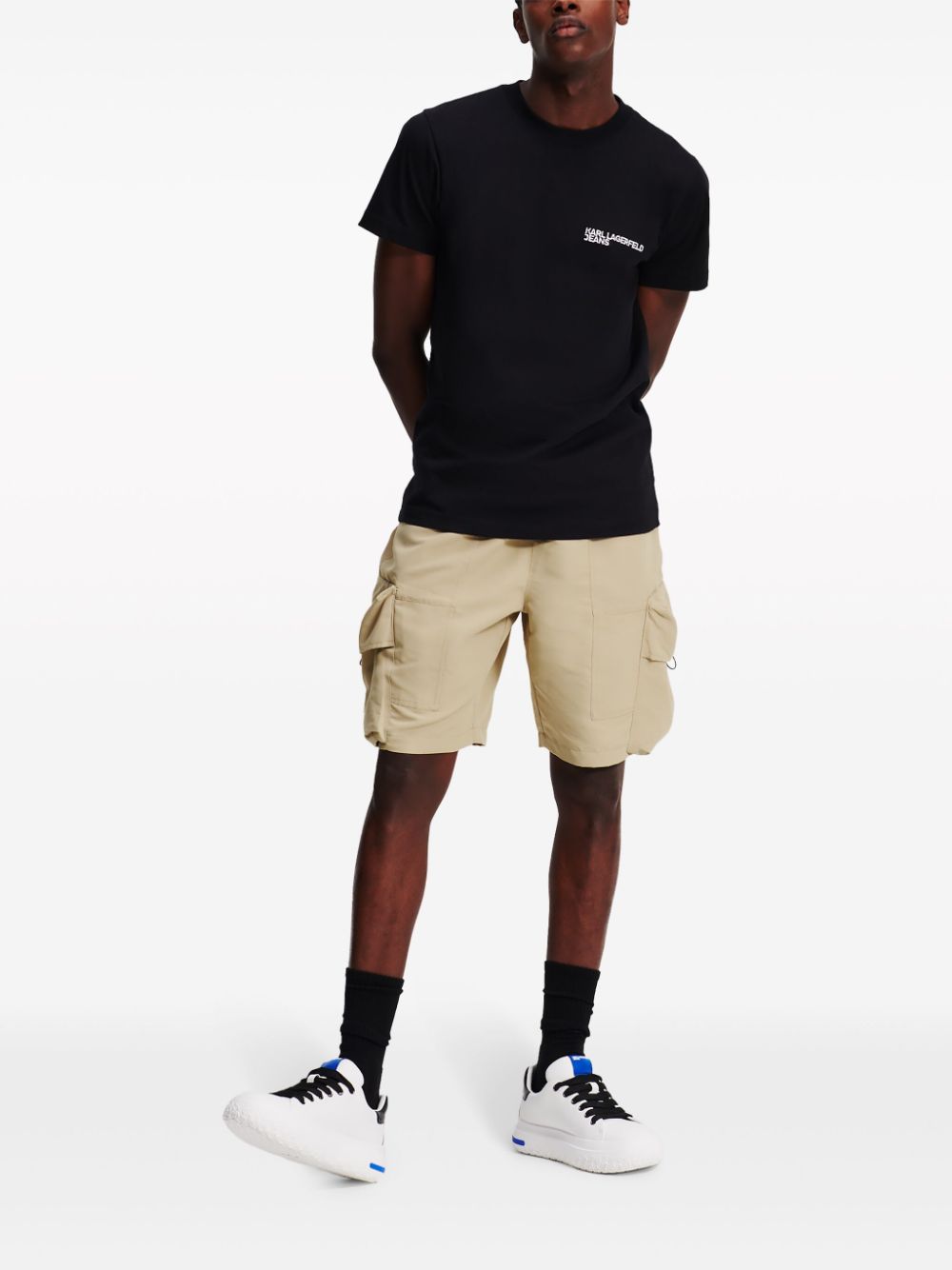 Shop Karl Lagerfeld Jeans Logo-appliqué Cargo Shorts In Neutrals