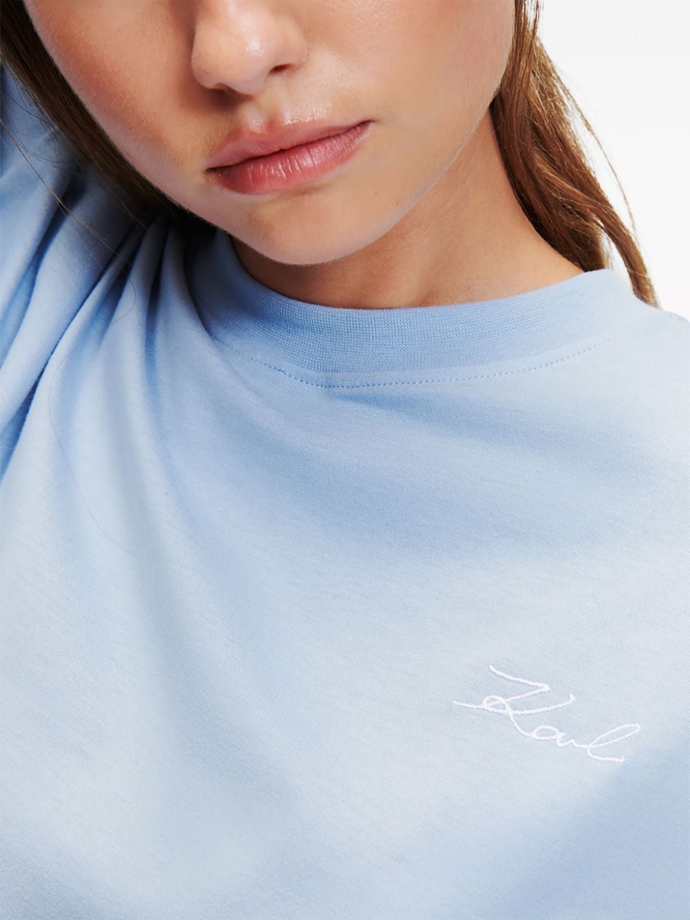Karl Lagerfeld Signature sweater van biologisch katoen Blauw