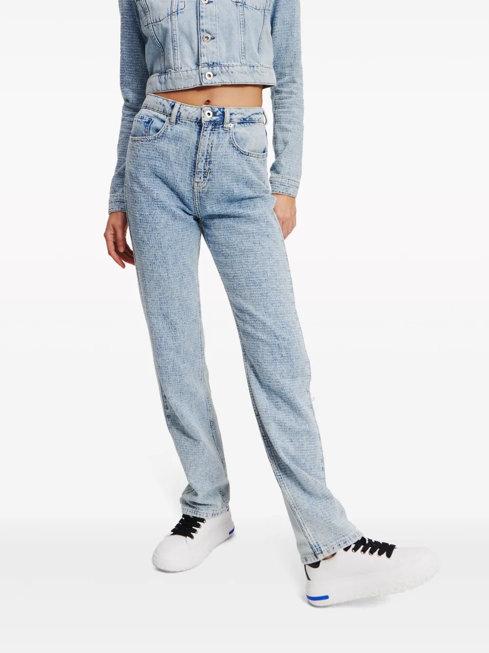 Karl Lagerfeld Jeans High waist bouclé jeans Blauw