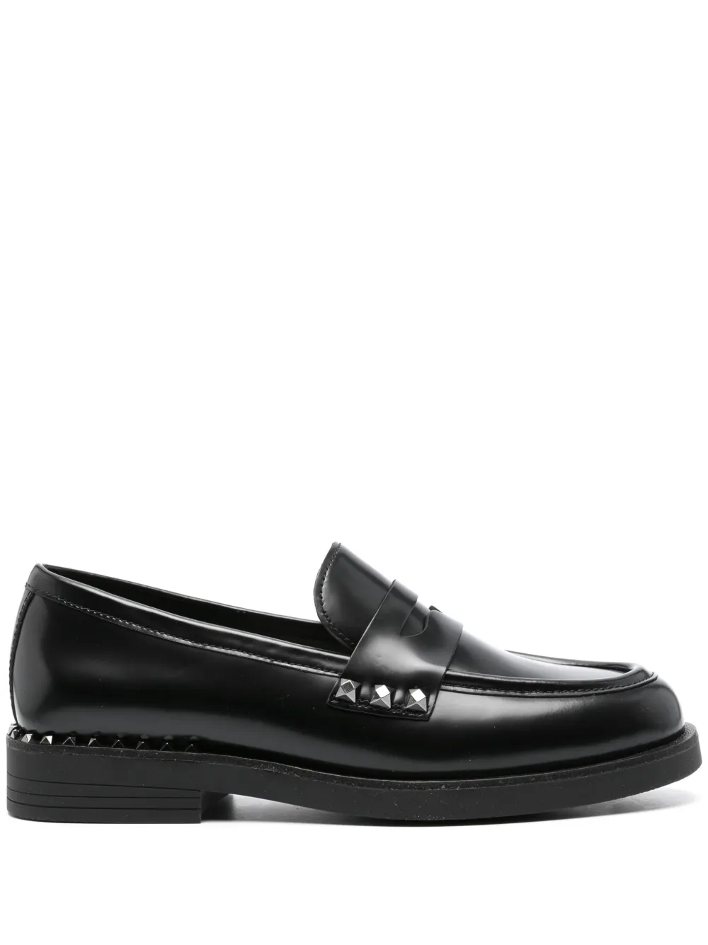 Ash Whisper Studded Round Toe Loafers In Nero