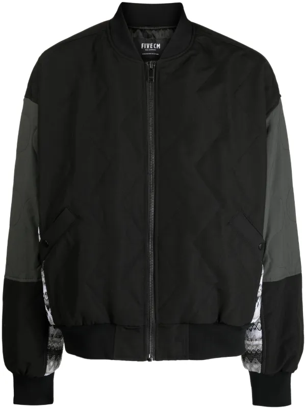 FIVE CM knitted-panels Quilted Bomber Jacket | Black | FARFETCH BH