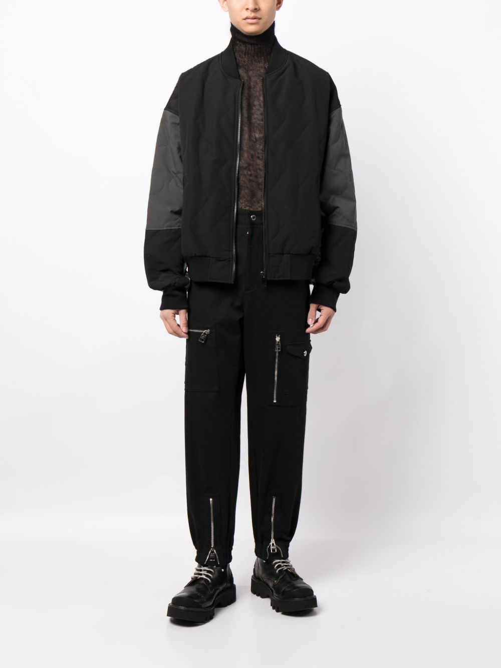 Shop Five Cm Knitted-panels Quilted Bomber Jacket In Black