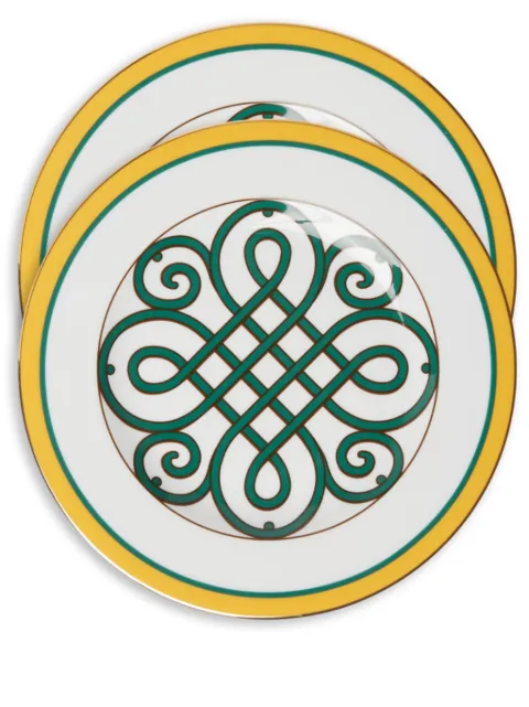 La DoubleJ filigree-print porcelain dinner plates (set of two)