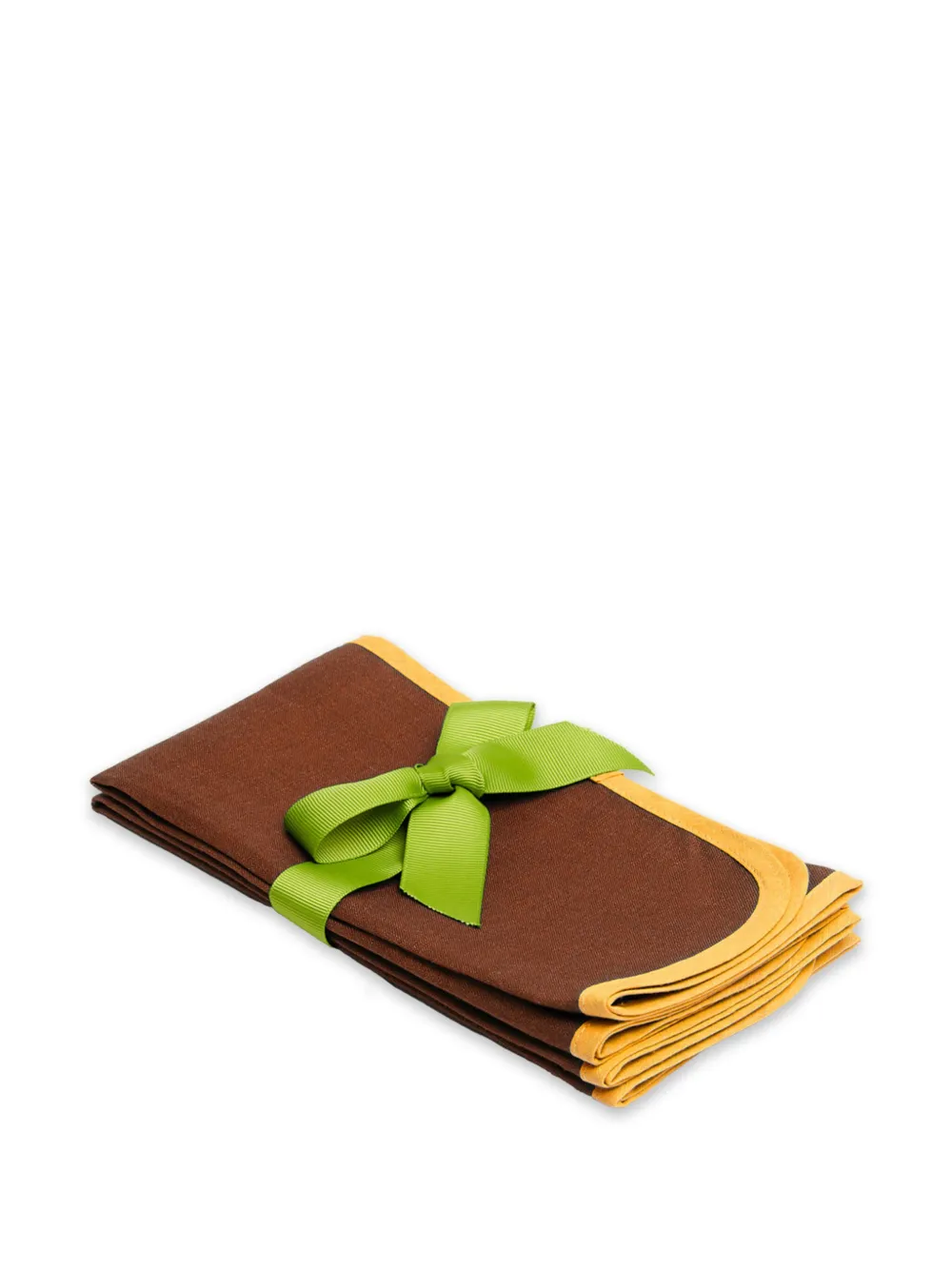 Shop La Doublej Contrast-trim Linen Napkins (set Of 2) In Brown