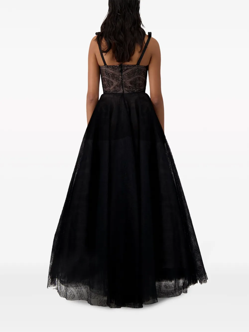 Giambattista Valli Bow-detail Lace Fit-&-flare Bustier Gown In Black |  ModeSens