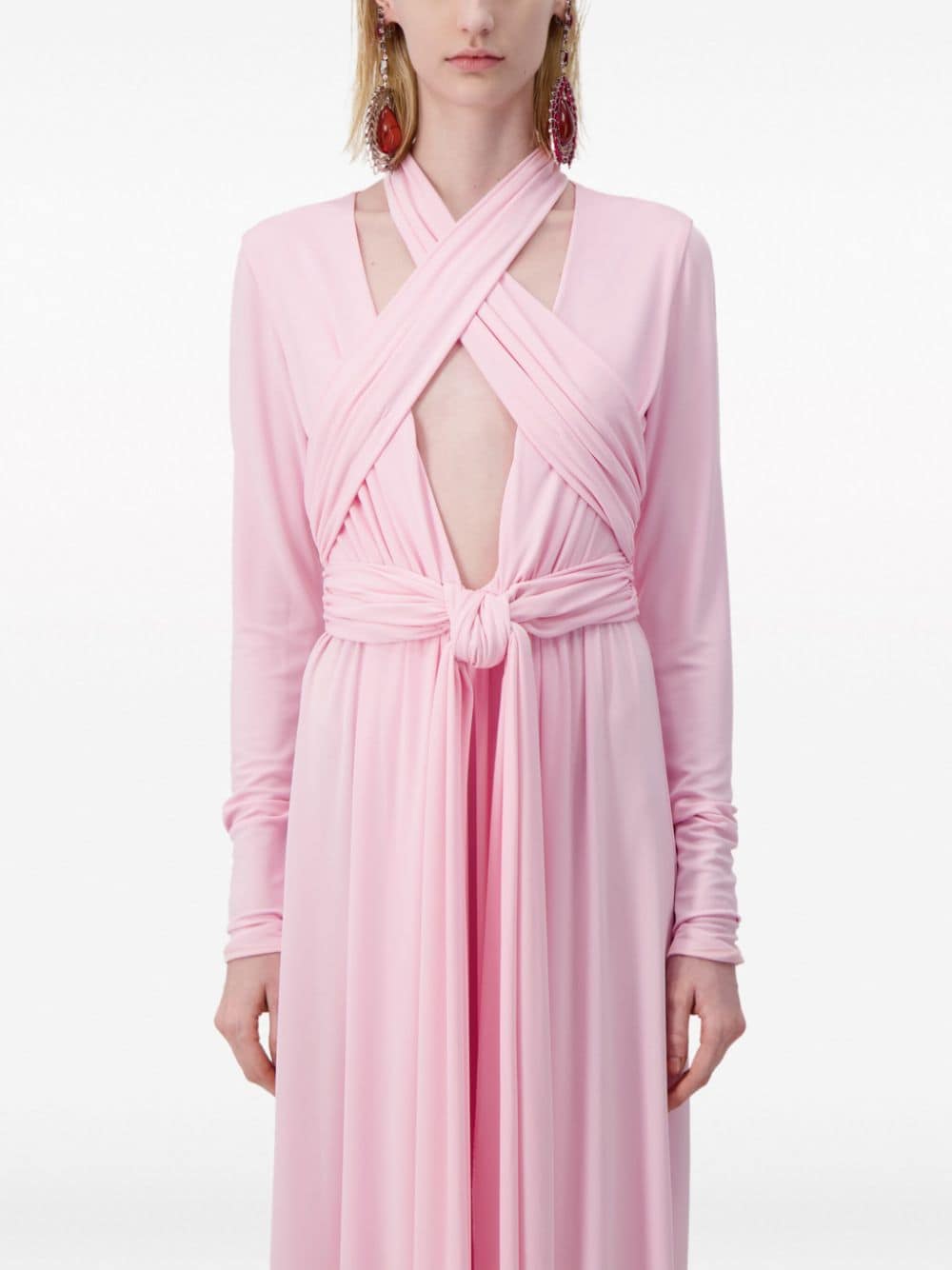 Shop Giambattista Valli Draped Cashmere-silk Blend Gown In Pink