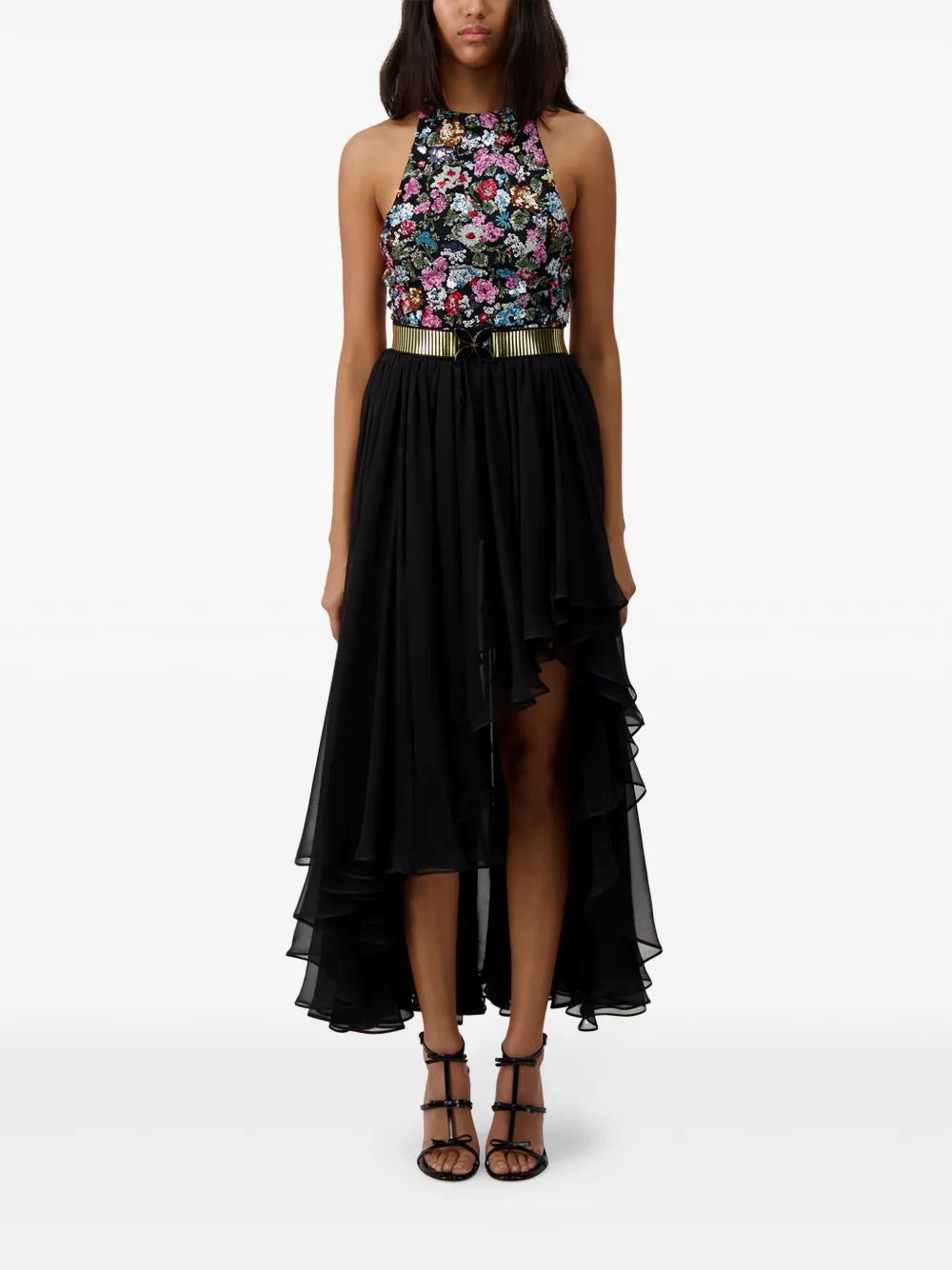 Shop Giambattista Valli Asymmetric Georgette Skirt In Black