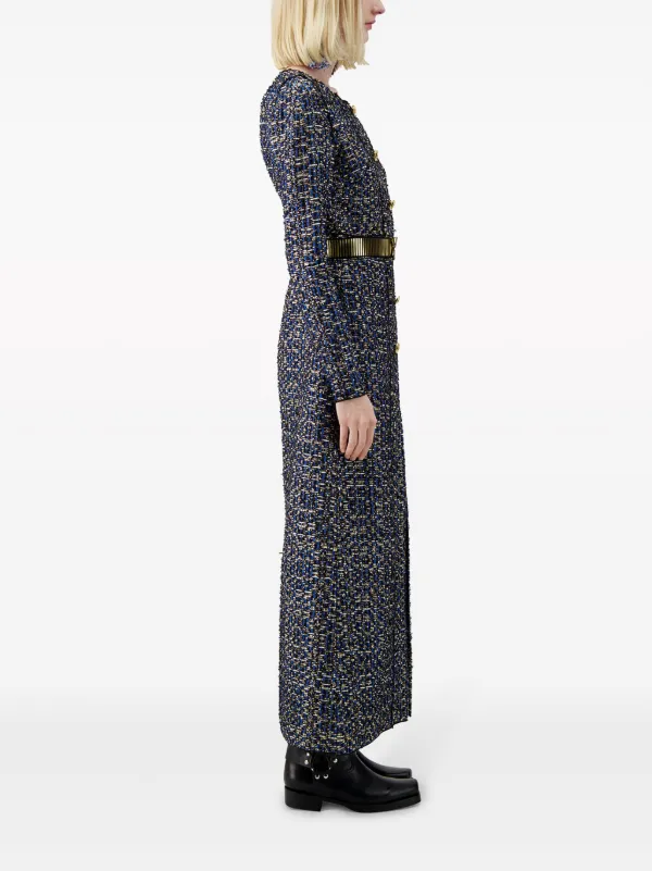 tweed A line cotton maxi dress