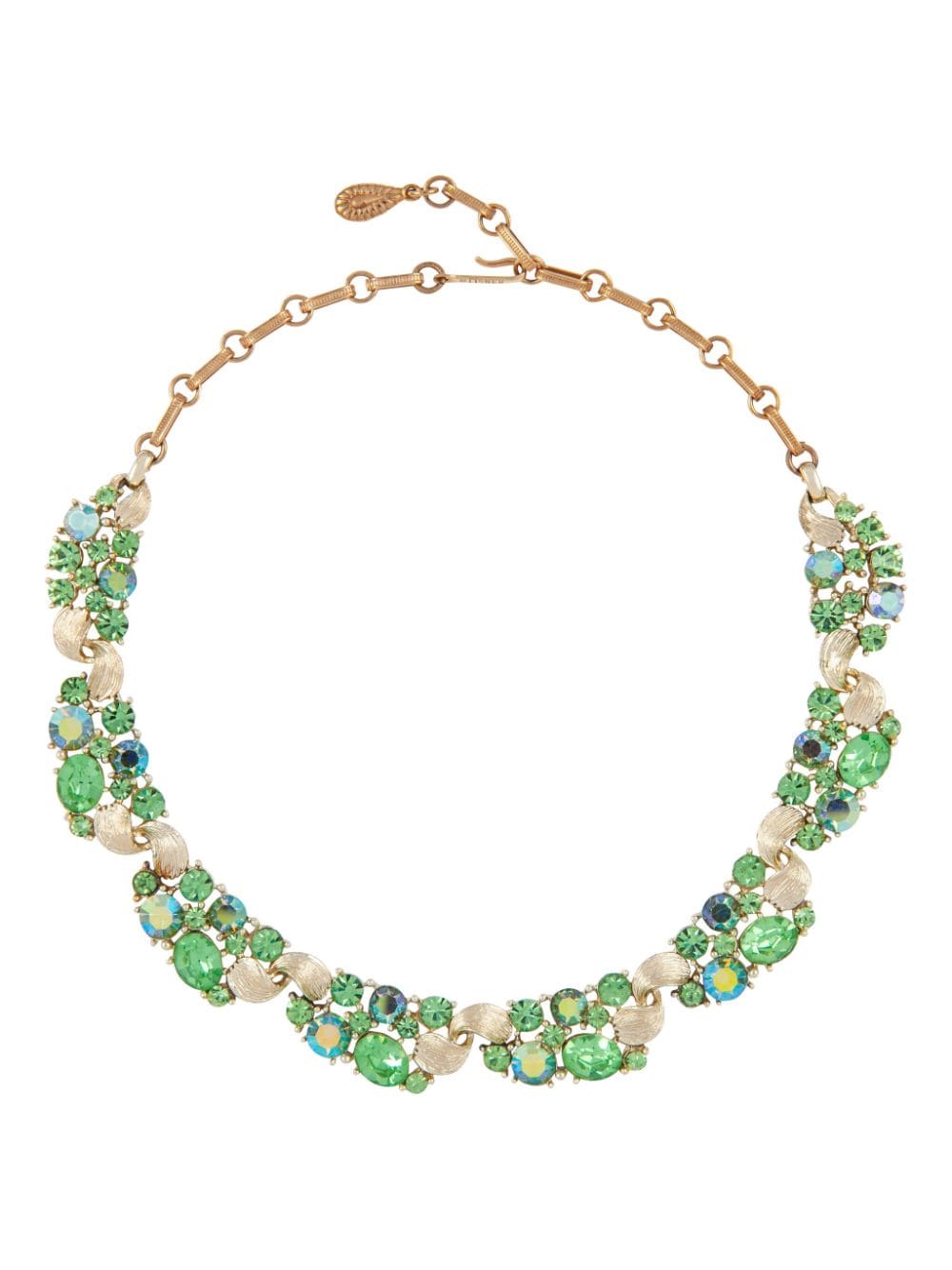 Susan Caplan Vintage 1960s Lisner peridot and crystal embellished necklace - Oro