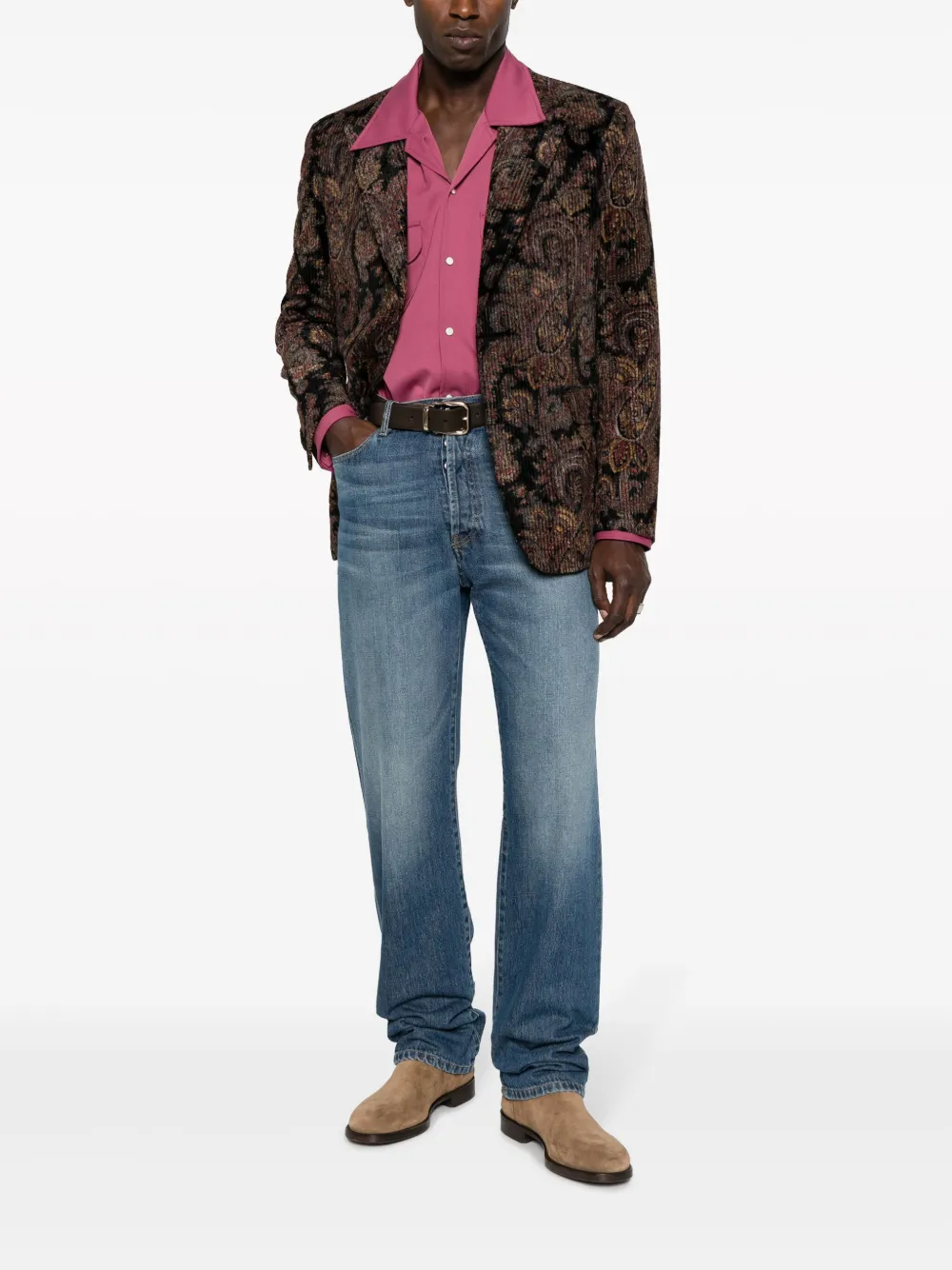 ETRO ribbed paisley-pattern blazer - Zwart