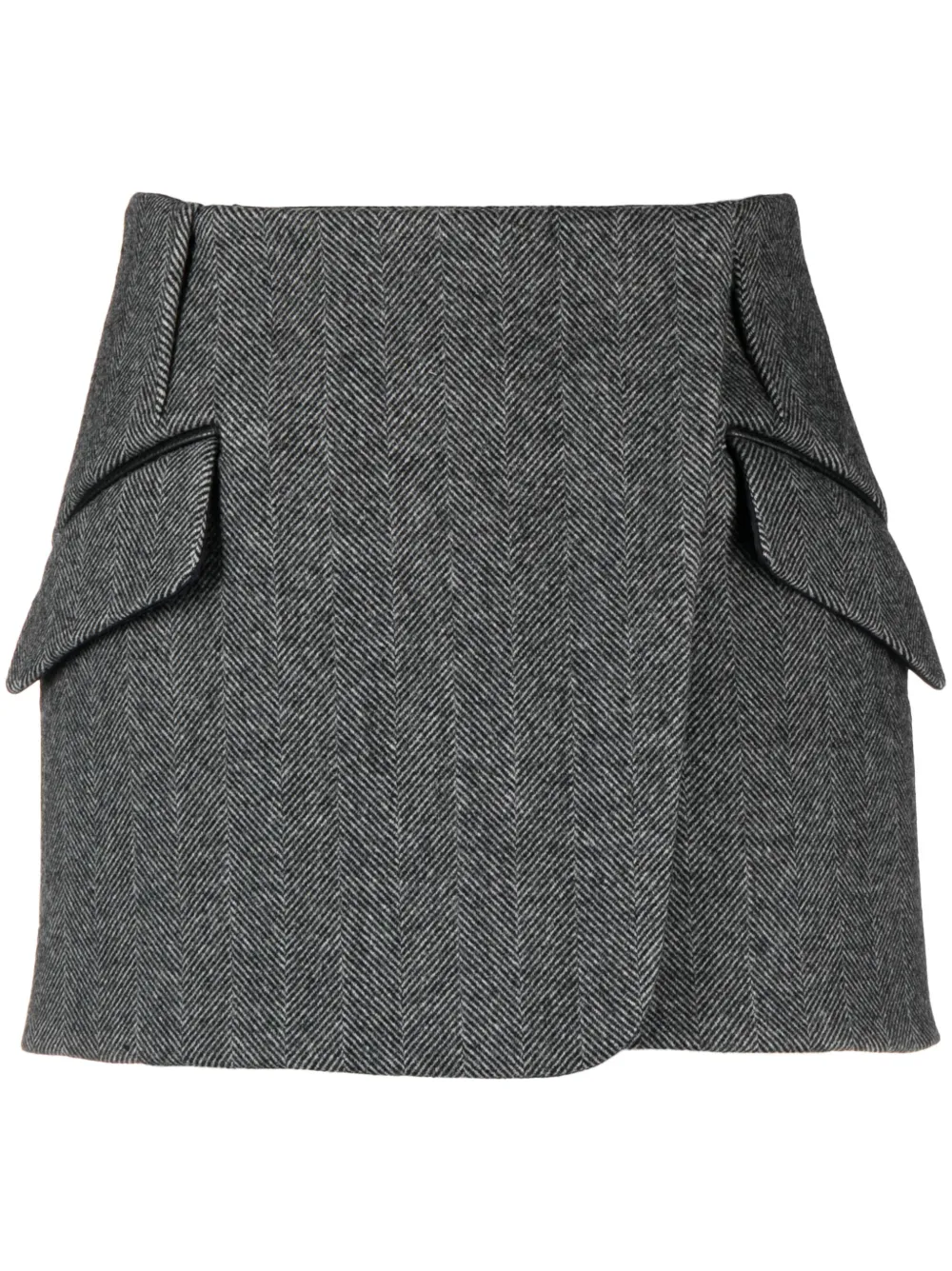 Shop Simkhai Flap-pocket Tweed Miniskirt In Black