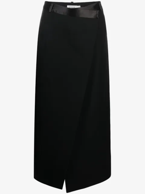 SIMKHAI  satin-belt wrap midi skirt