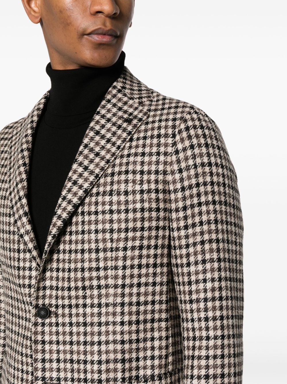 Shop Tagliatore Houndstooth Single-breasted Blazer In Brown