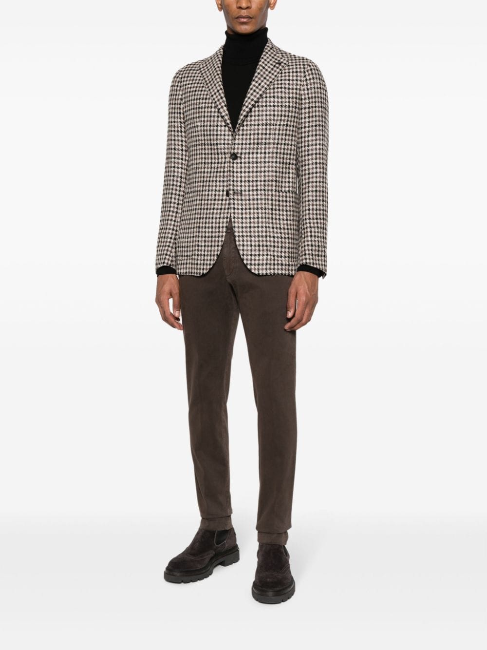 Shop Tagliatore Houndstooth Single-breasted Blazer In Brown