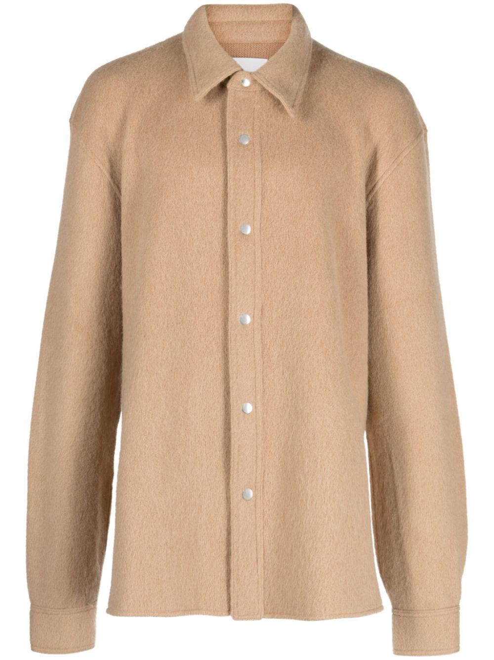 JIL SANDER PRESS-STUD BRUSHED WOOL SHIRT