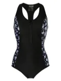 Duskii floral-print zip-up swimsuit - Black