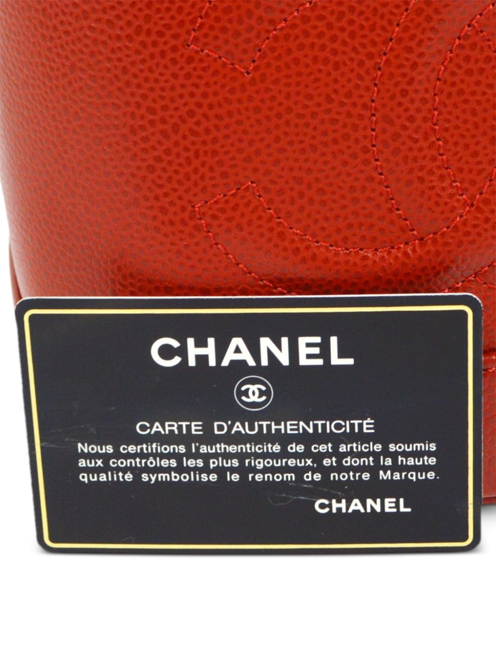 Pre-owned Chanel Cc 缝线化妆手提包（1995年典藏款） In Red