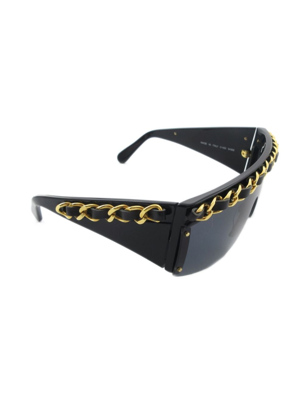 CHANEL Pre-Owned 1990-2000s zonnebril met leren montuur - Zwart