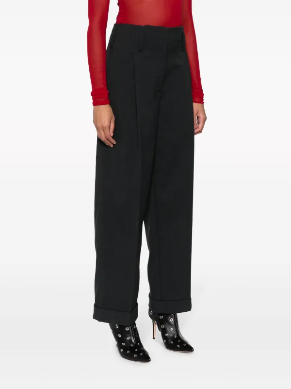 パンツ Philosophy Di Lorenzo Serafini Wide-Leg Cotton Blend Pleated PHILOSOPHY DI LORENZO SERAFINI Grain de poudre wide-leg
