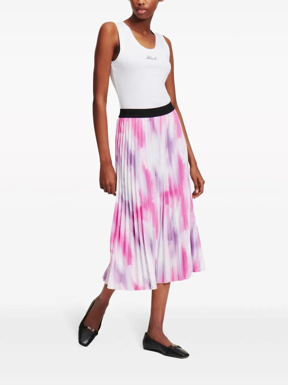 Karl Lagerfeld Midi-plooirok met print Roze