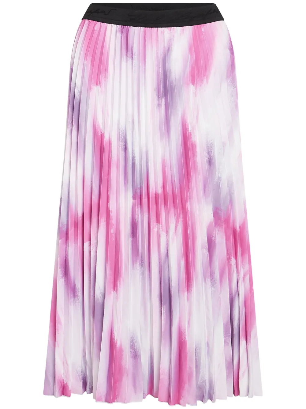 Karl Lagerfeld Printed Pleated Midi Skirt In Pink