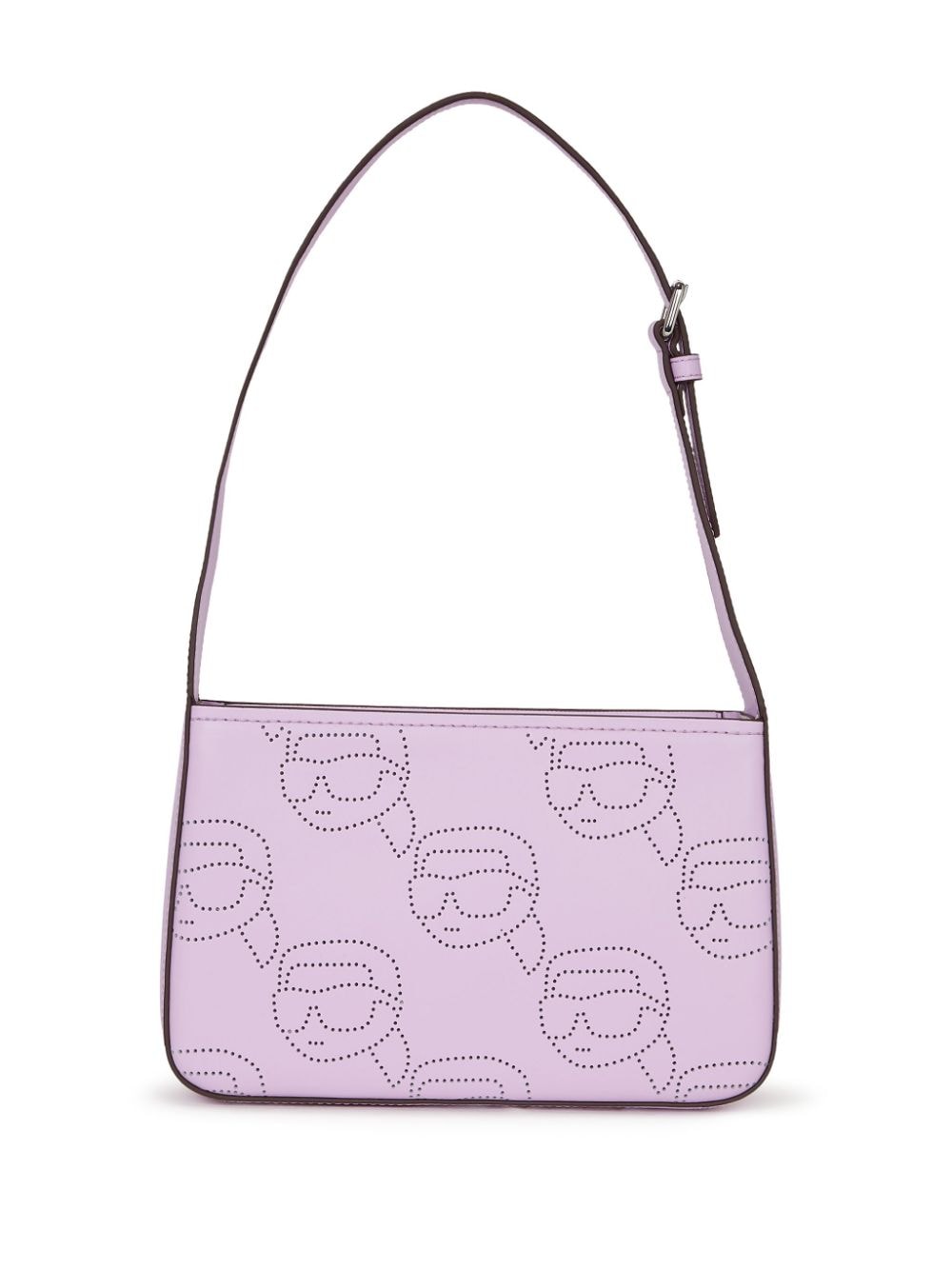 Shop Karl Lagerfeld Ikon Perforated Leather Shoulder Bag In Pink