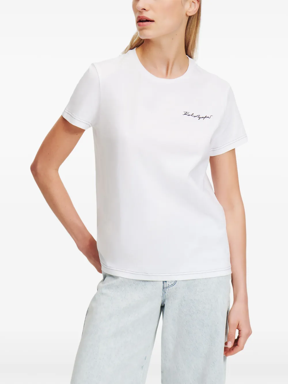 Karl Lagerfeld Karl Signature T-shirt met ronde hals Wit