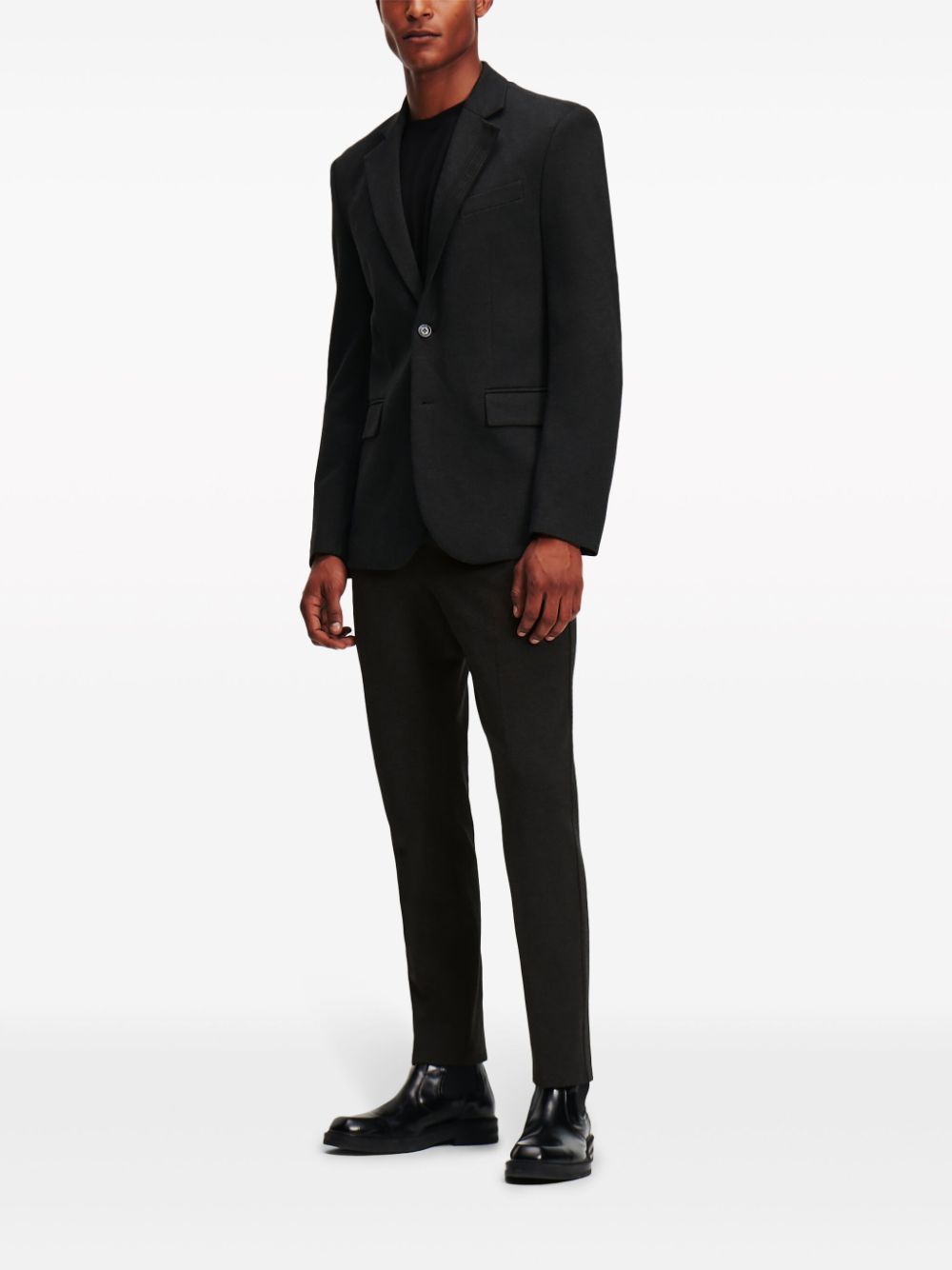 Shop Karl Lagerfeld Tailored Straight-leg Trousers In Black
