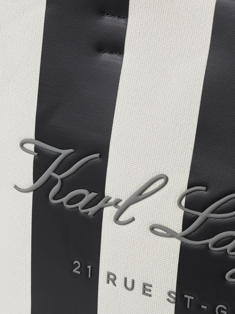 Shop Karl Lagerfeld Hotel Karl Striped Canvas Beach Bag In Black